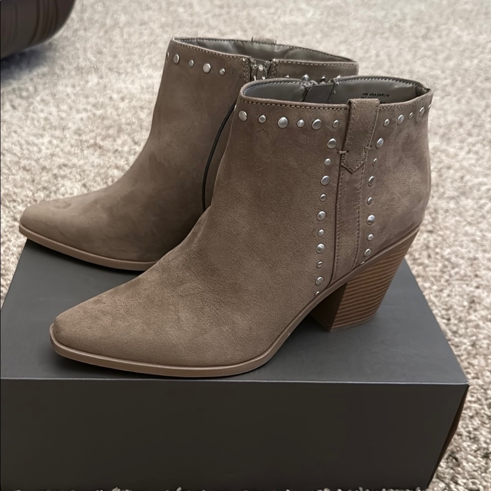 Studded Taupe Ankle Boots